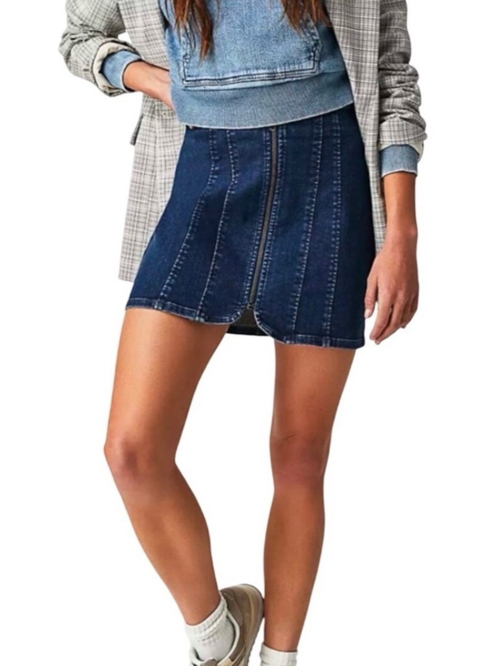 We the free Dark Denim Mini Skirt